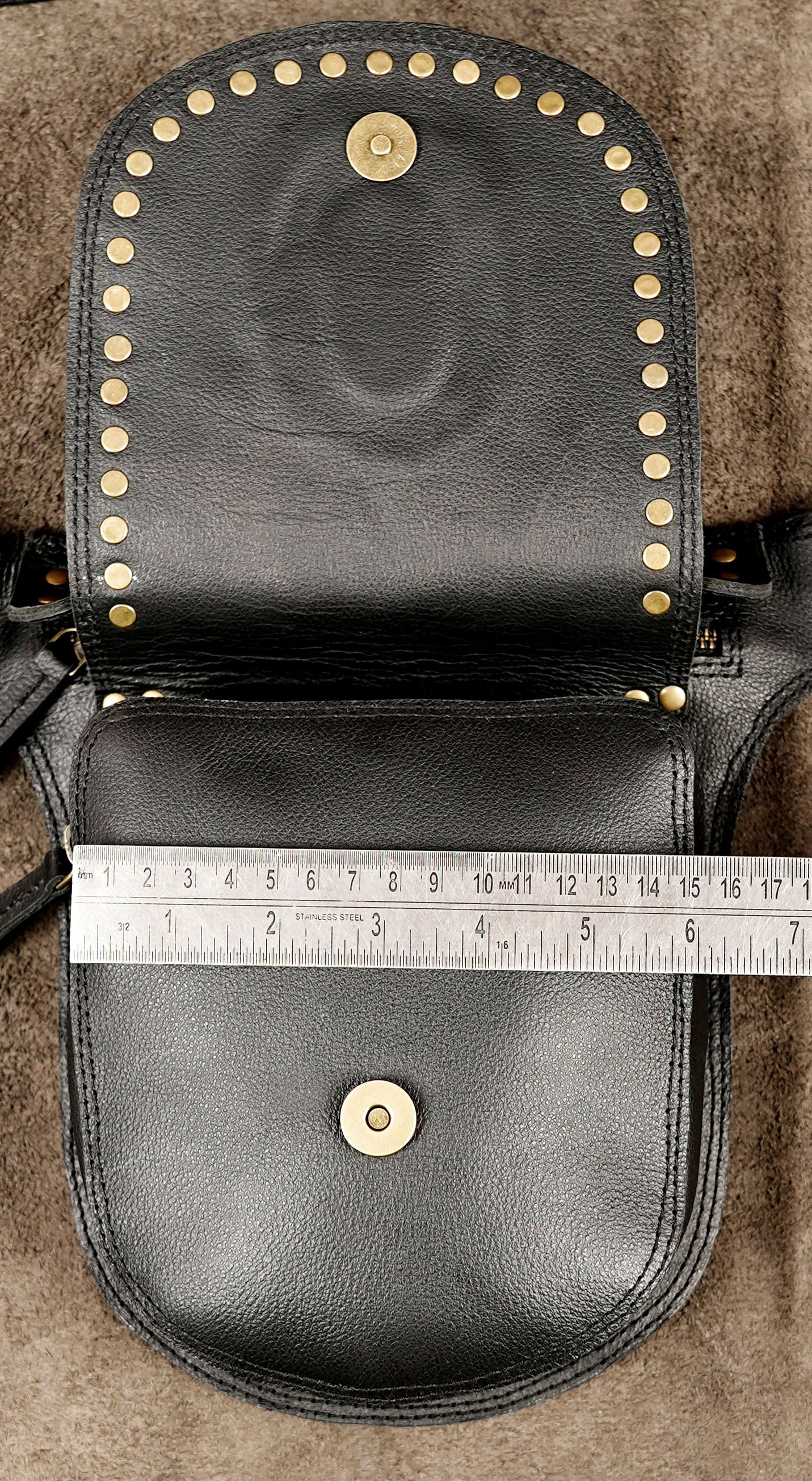 Leather festival pouch with natural stone and adjustable strap