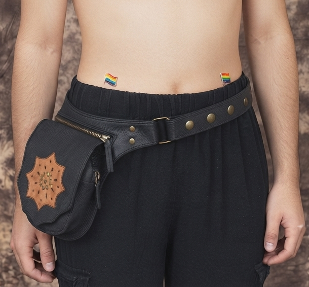 Leather hip bag styled for festivals and everyday travel