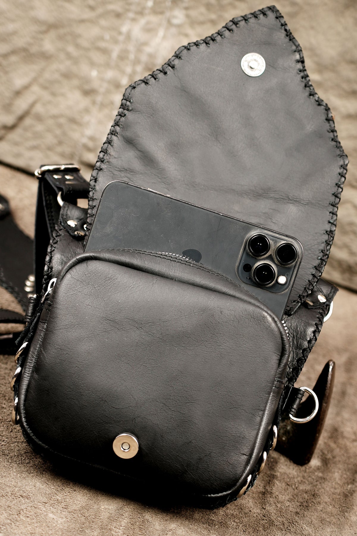 Leather rave accessory with chest straps