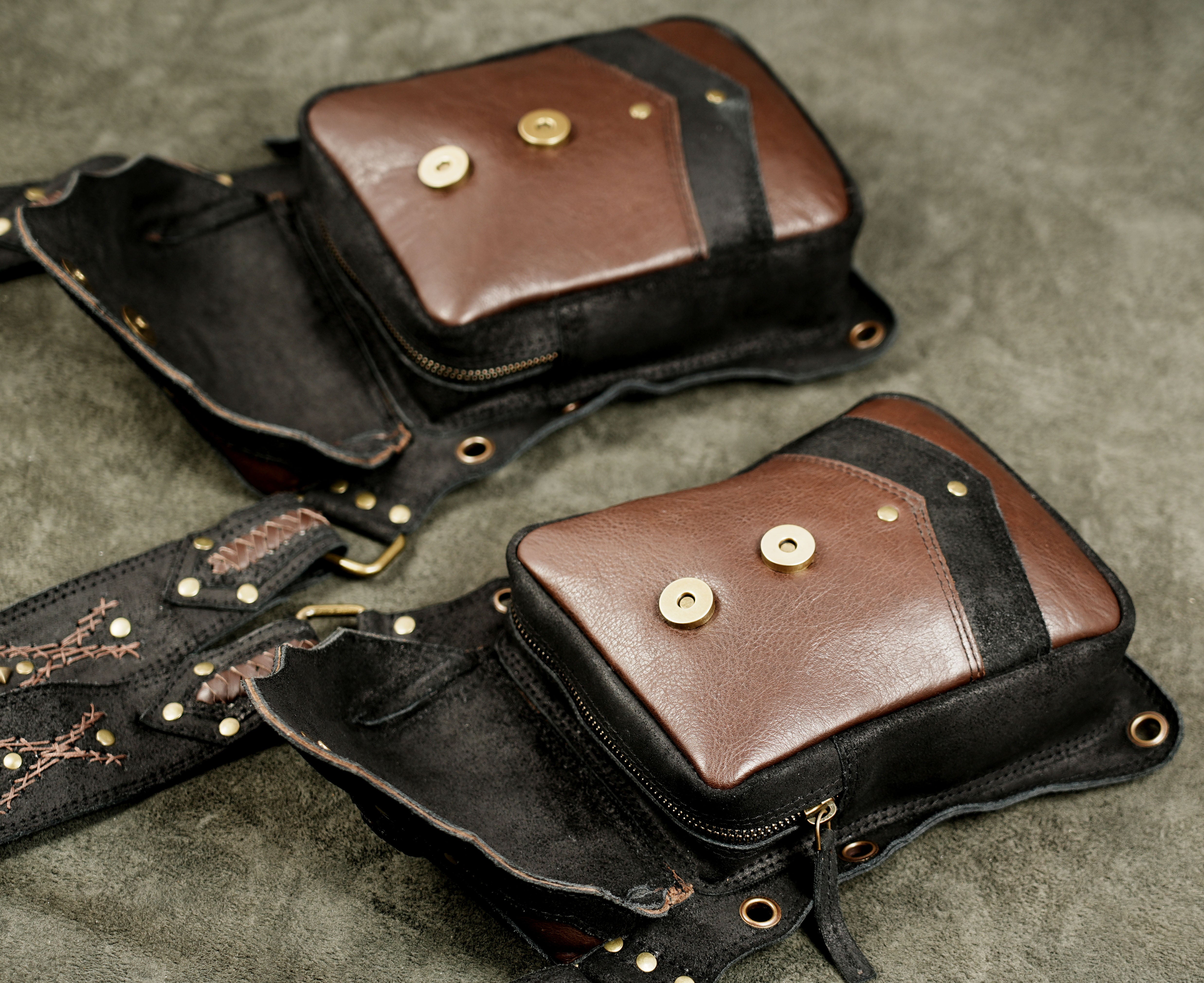 Boho Festival Leather Bag with Gemstone Accents