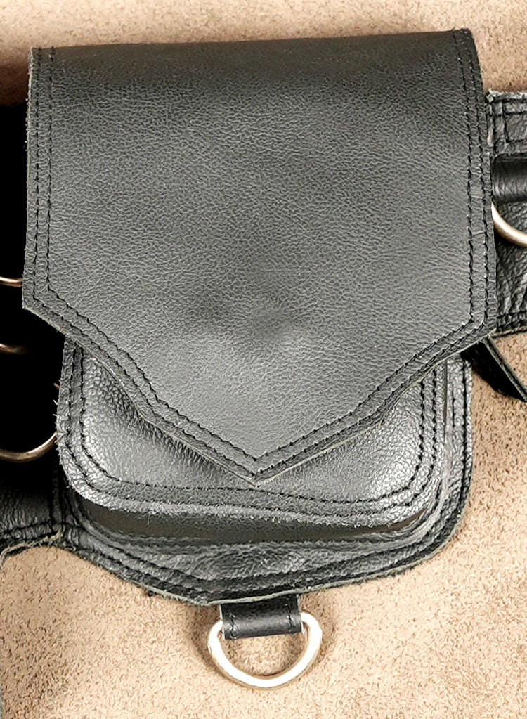 Leather tool belt with sapphire stone centerpiece
