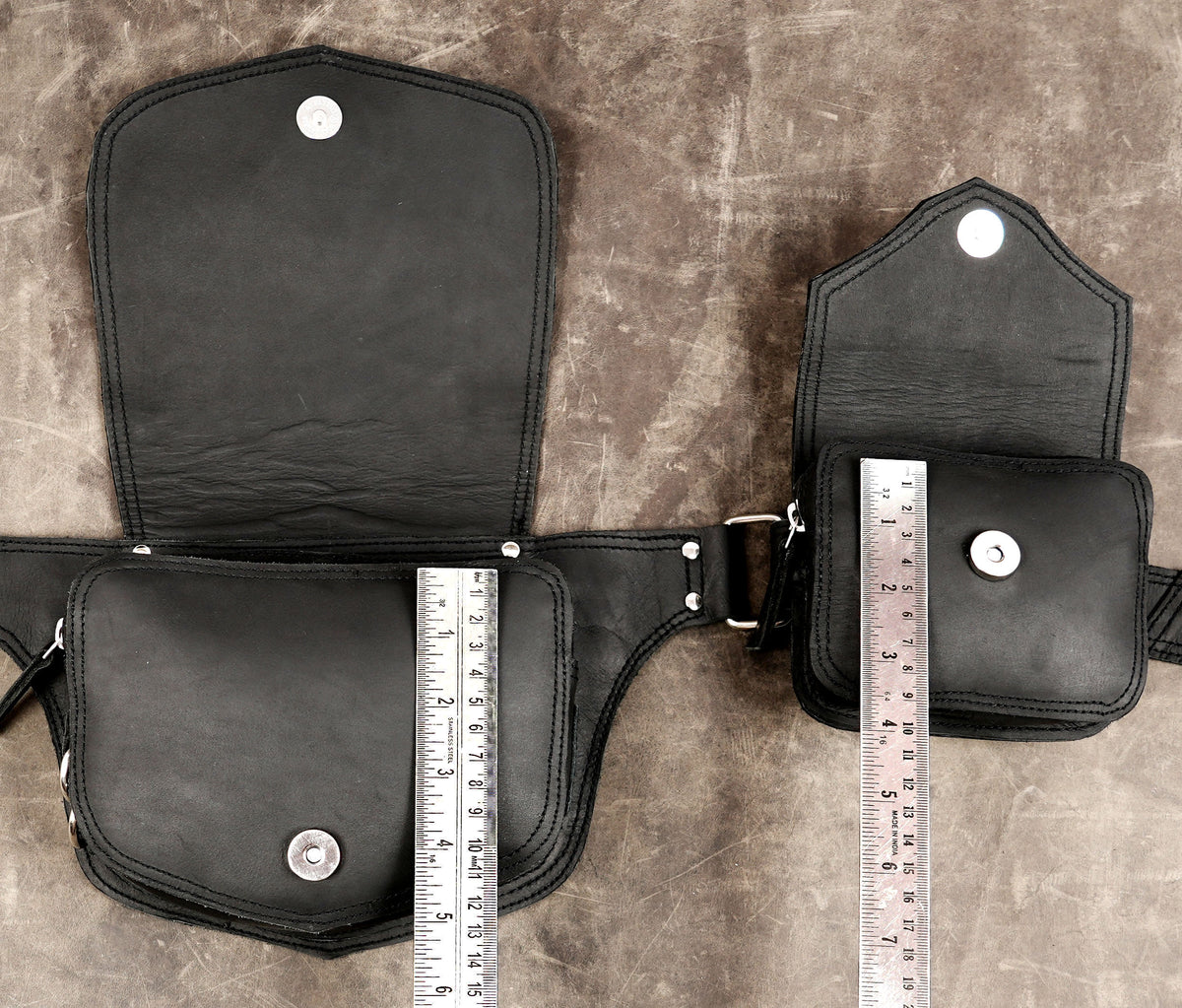 Leather travel belt with coin pocket and crystal accent