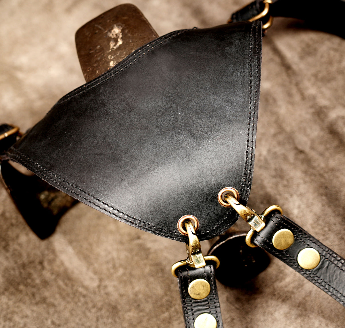 Black Leather Dual Holster Bag Unisex Festival Shoulder Harness