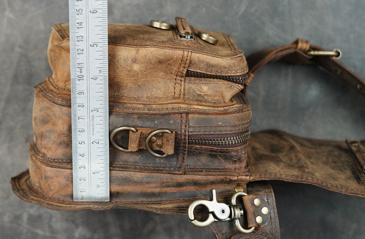 Boho festival waist bag with leather fringe and adjustable strap