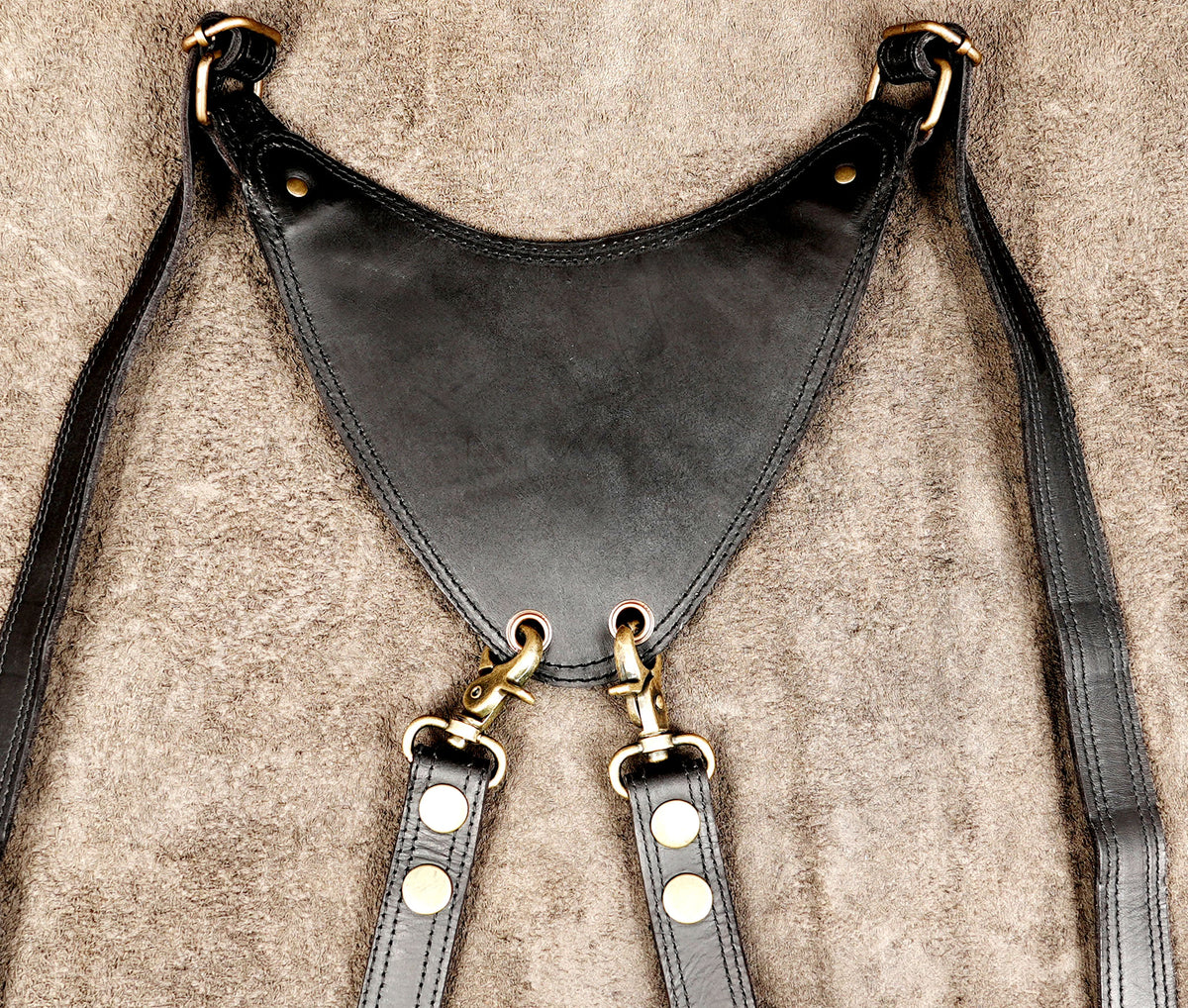 Black Leather Dual Holster Bag Unisex Festival Shoulder Harness