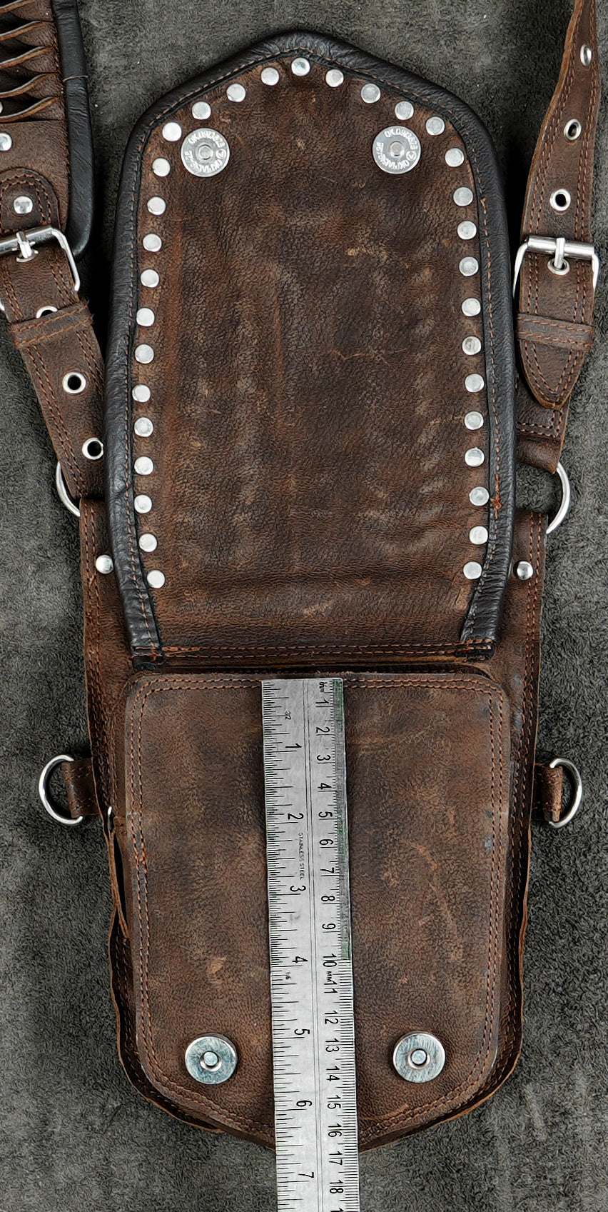 Brown Leather Holster Bag with Gemstones Unisex Steampunk Harness
