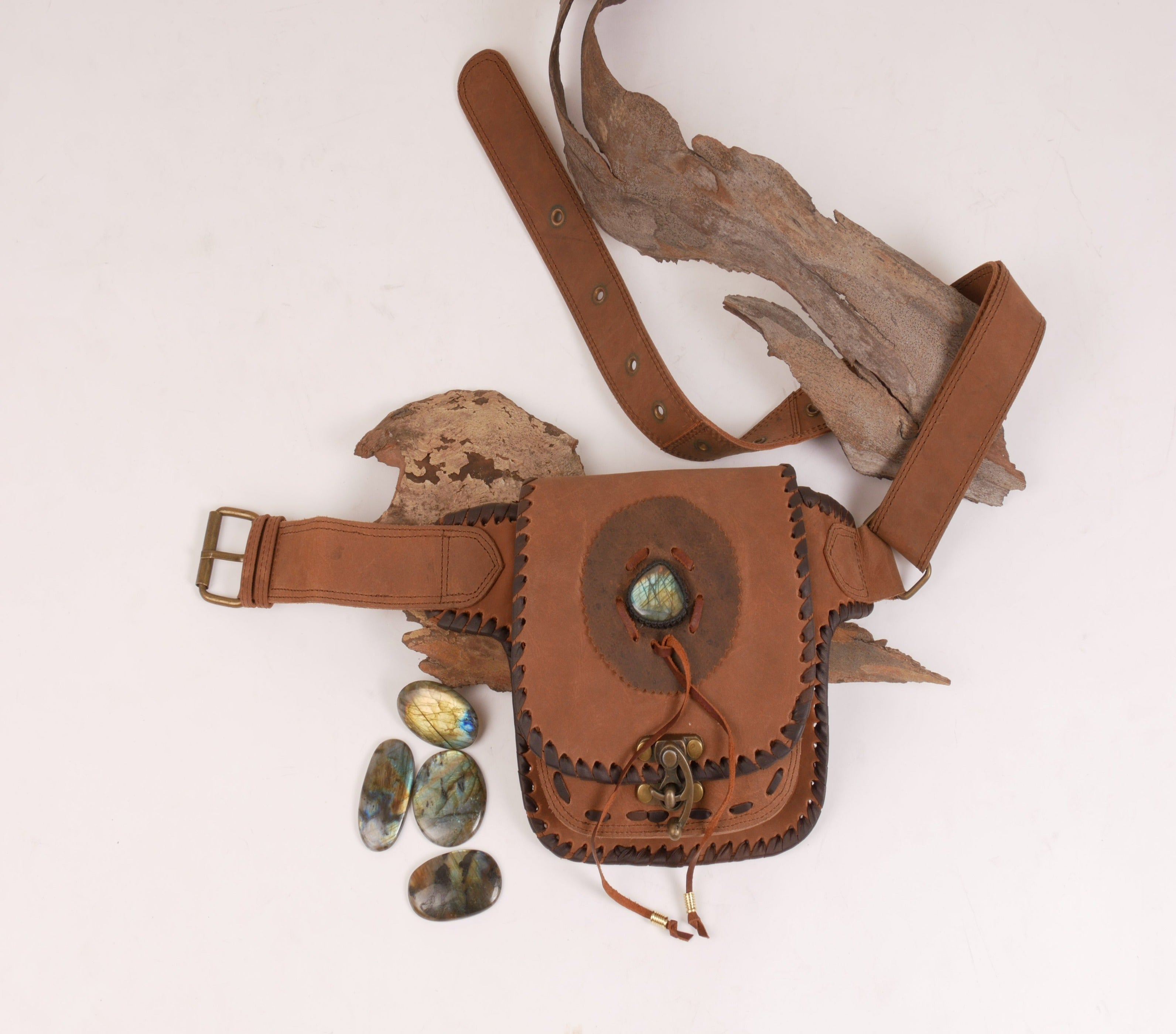 HANDMADE LEATHER UTILITY | FESTIVAL POCKET BELT | TRAVEL HIP BELT |