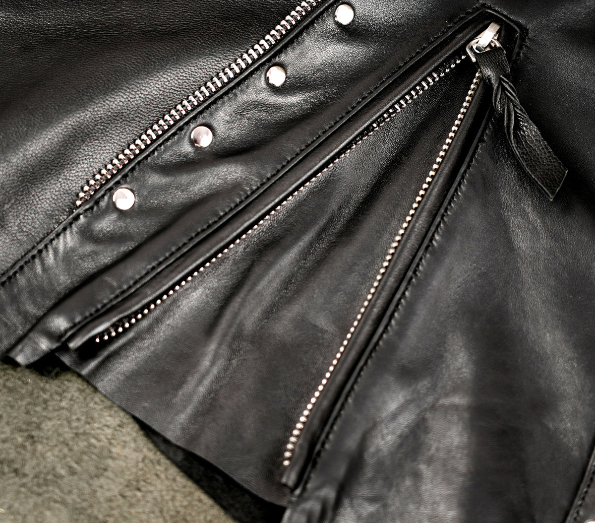 Punk leather skirt with zipper pocket and hanging straps