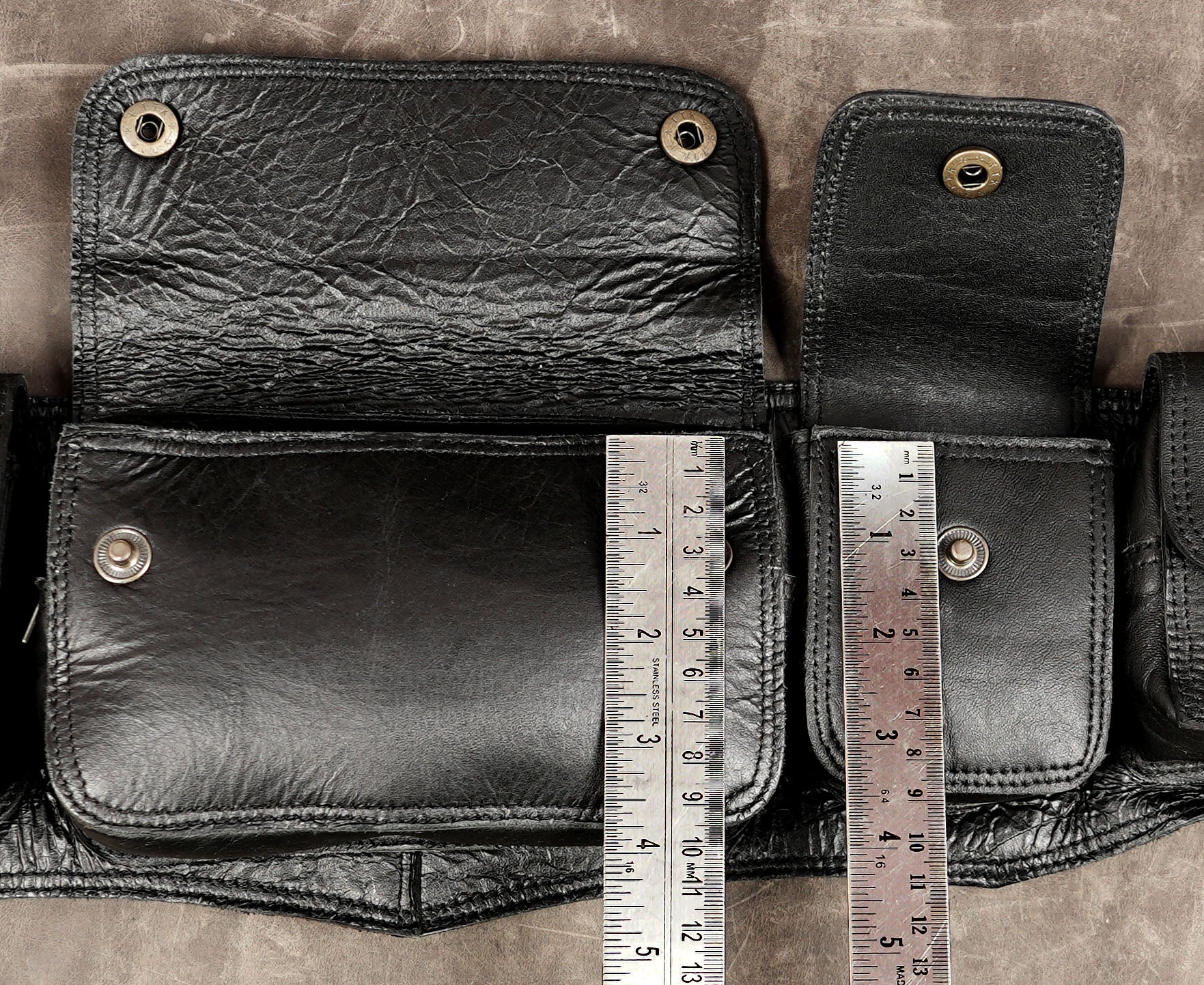 Steampunk black leather utility waist belt with brass details
