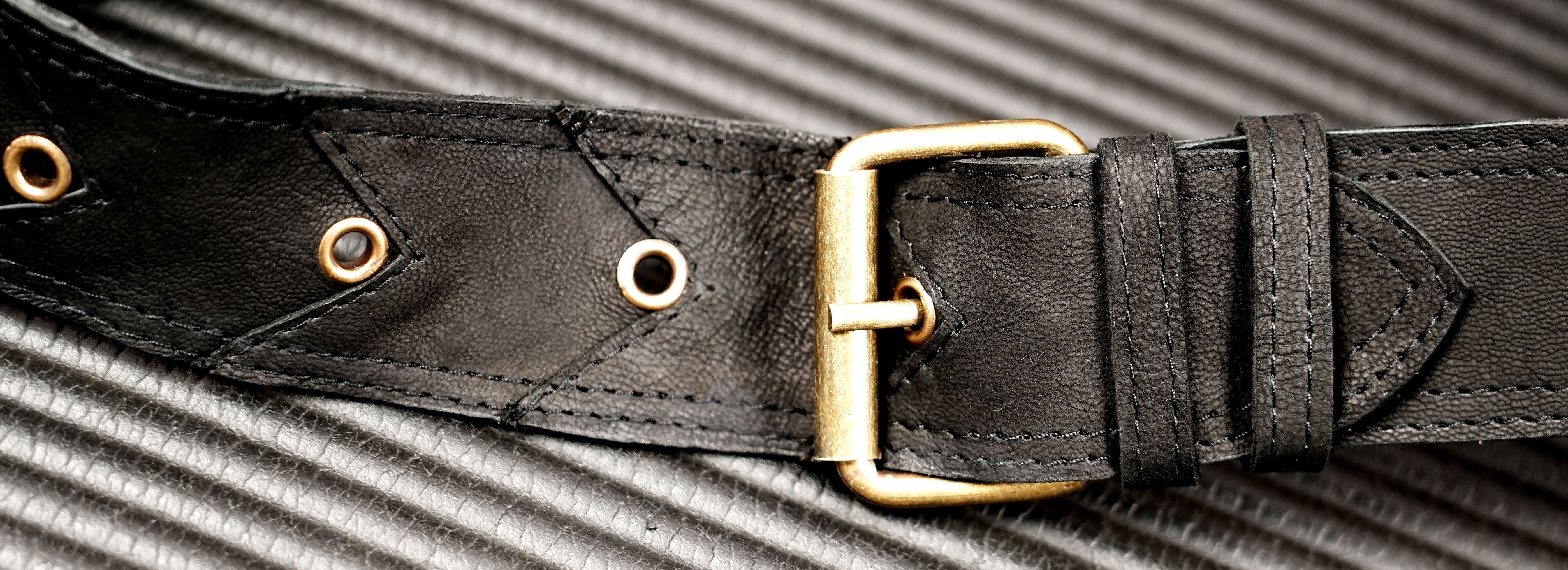 Steampunk leather utility bag with antique brass fittings