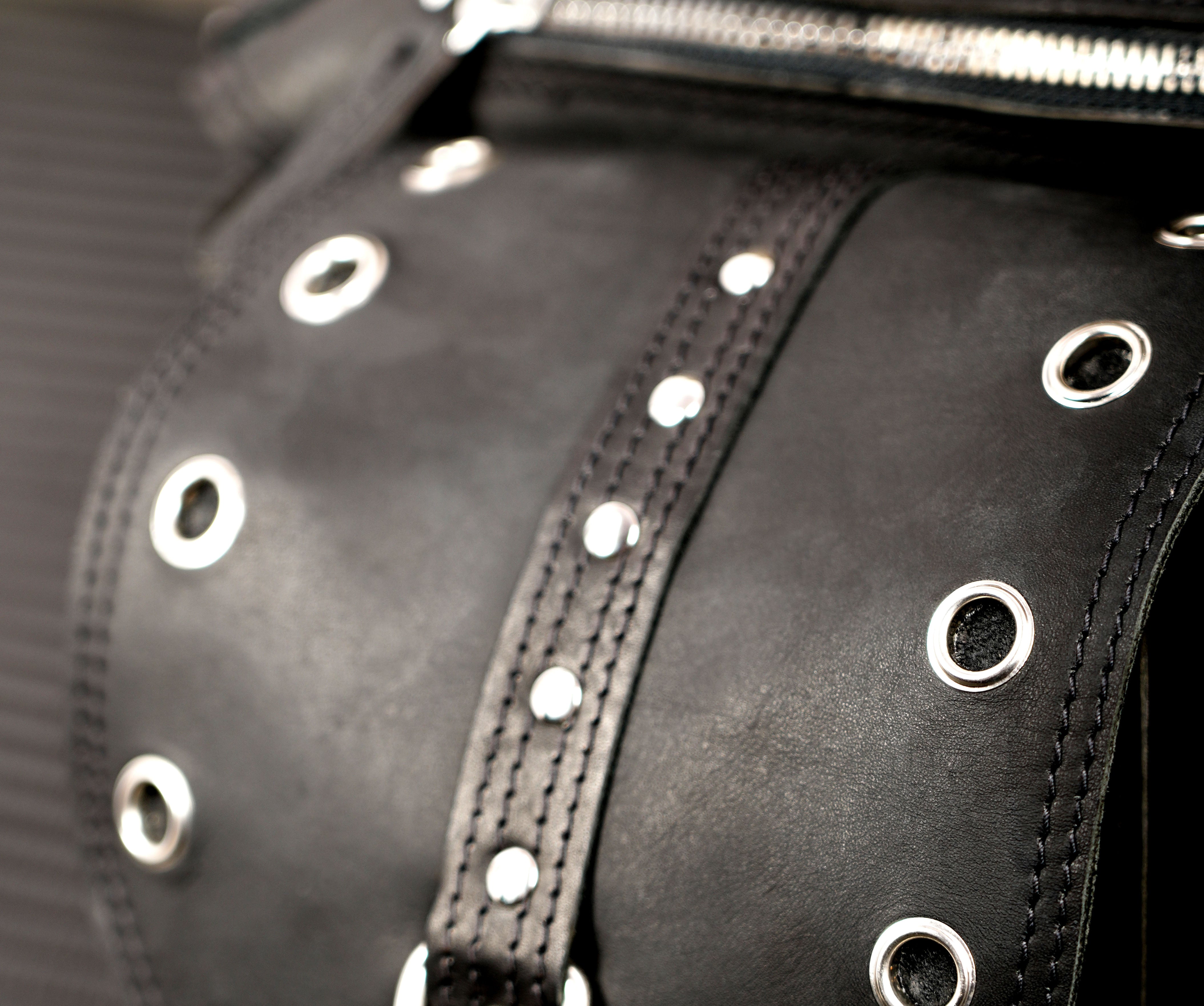 Steampunk leather waist bag with an adjustable buckle strap