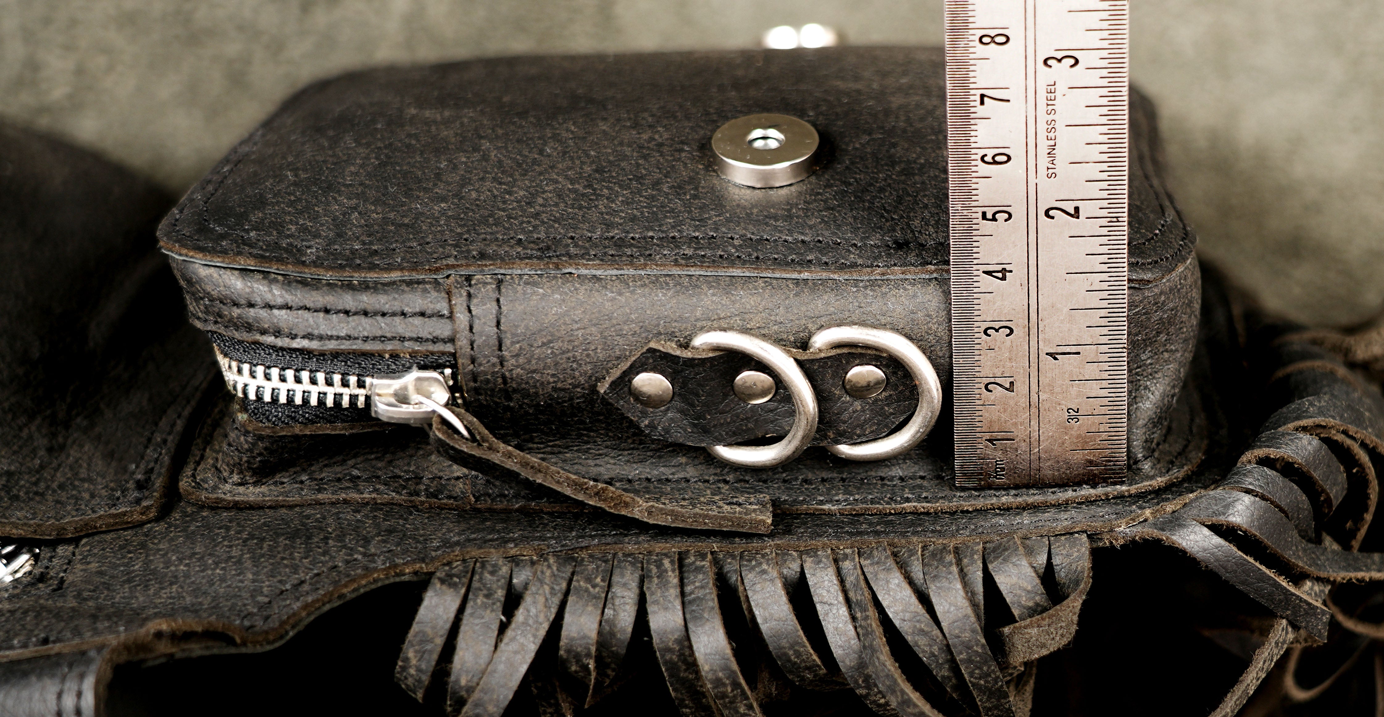 Steampunk leather waist bag with antique brass hardware