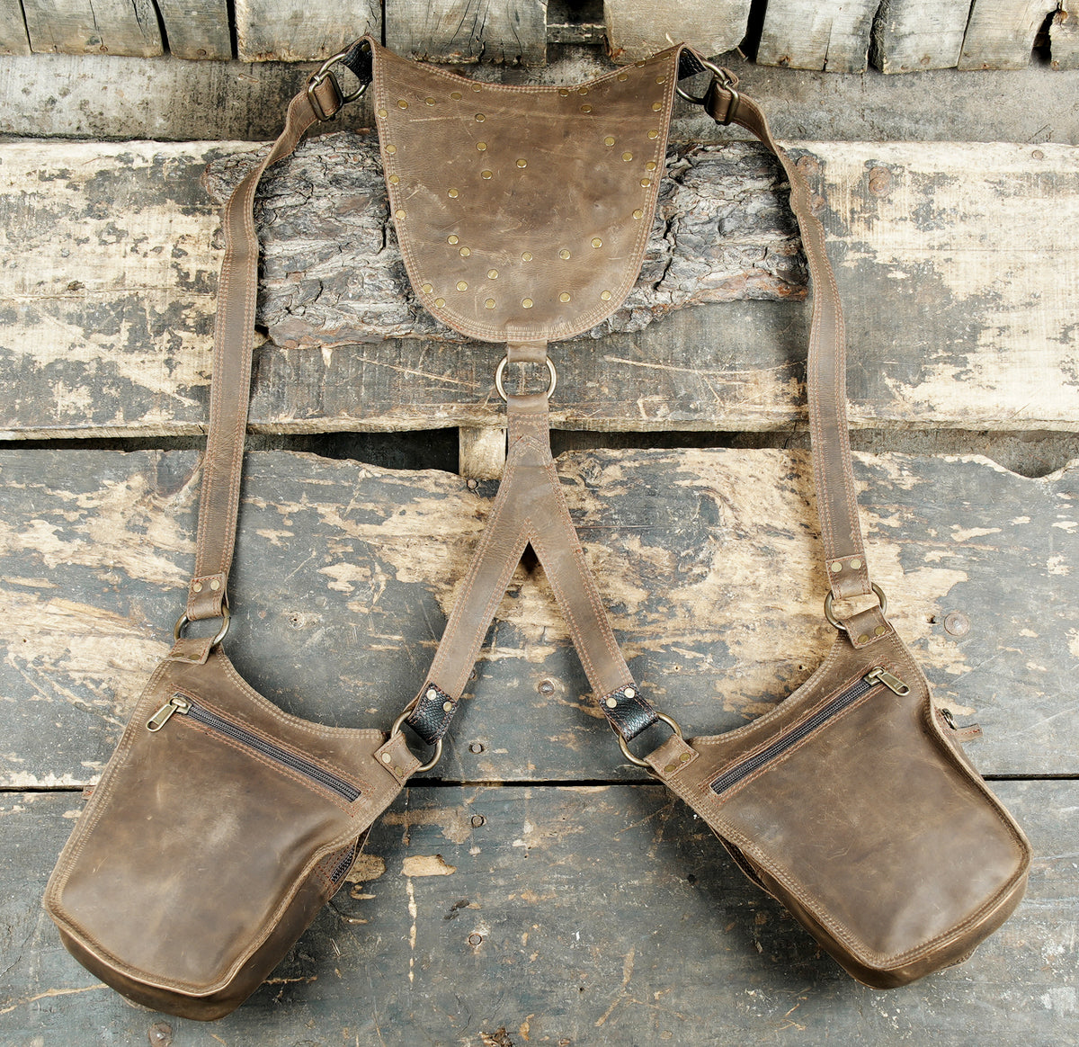 Bohemian double hip bag harness for Burning Man and alternative fashion