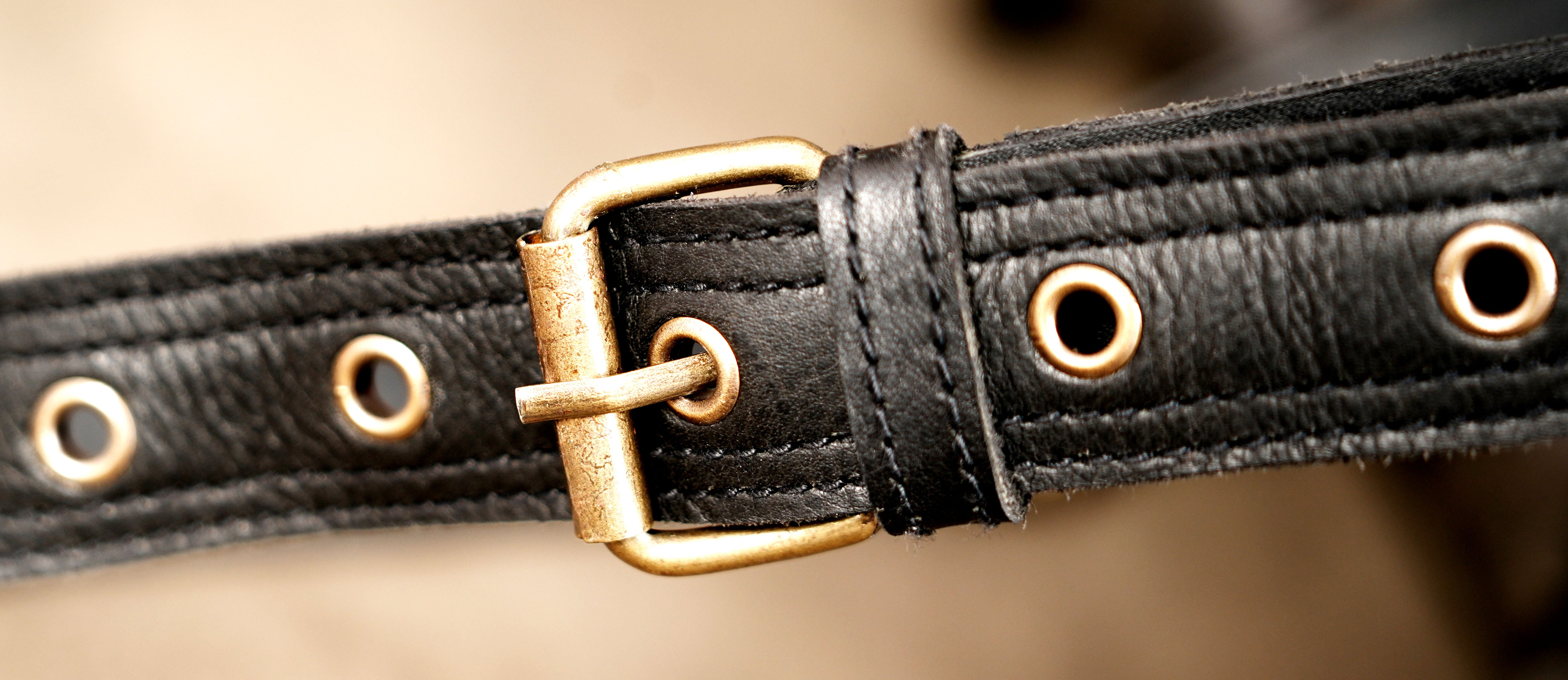 Unisex black leather waist belt bag with adjustable strap