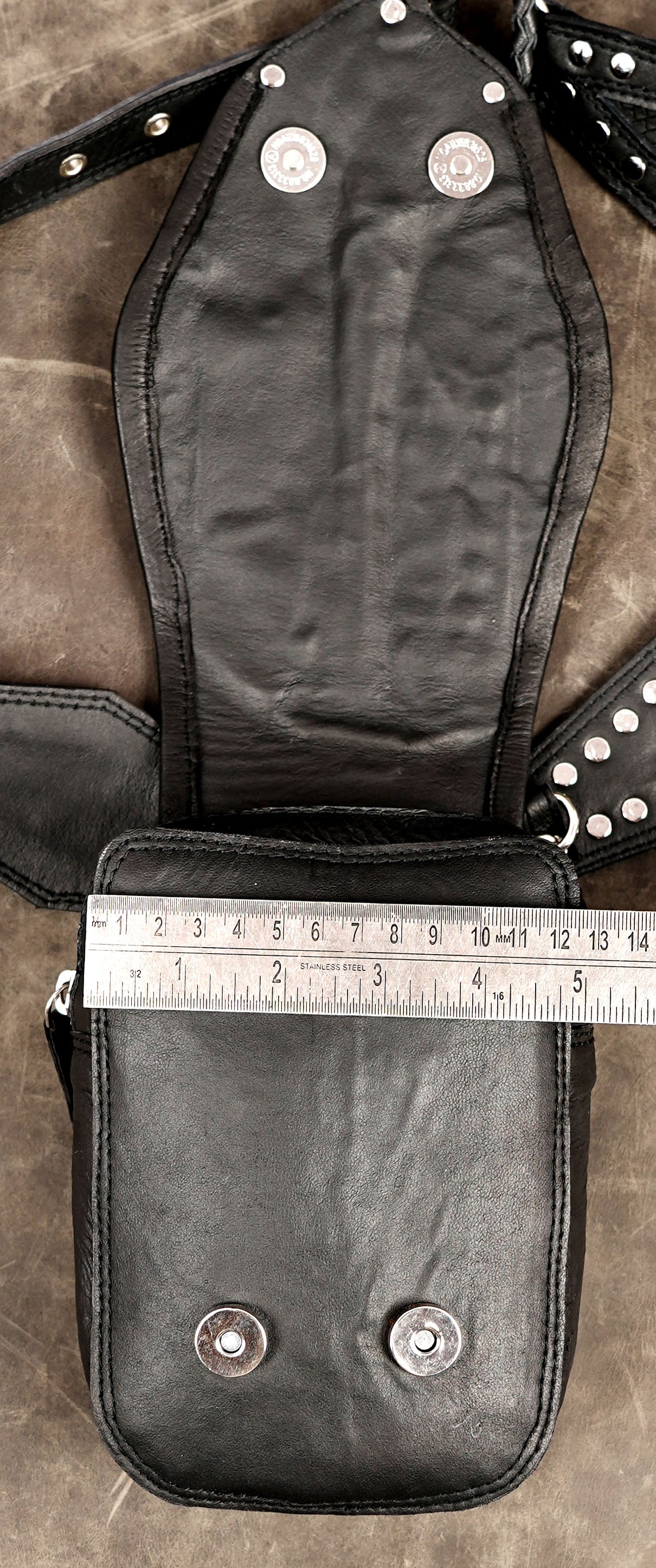 Unisex festival belt bag made from black leather
