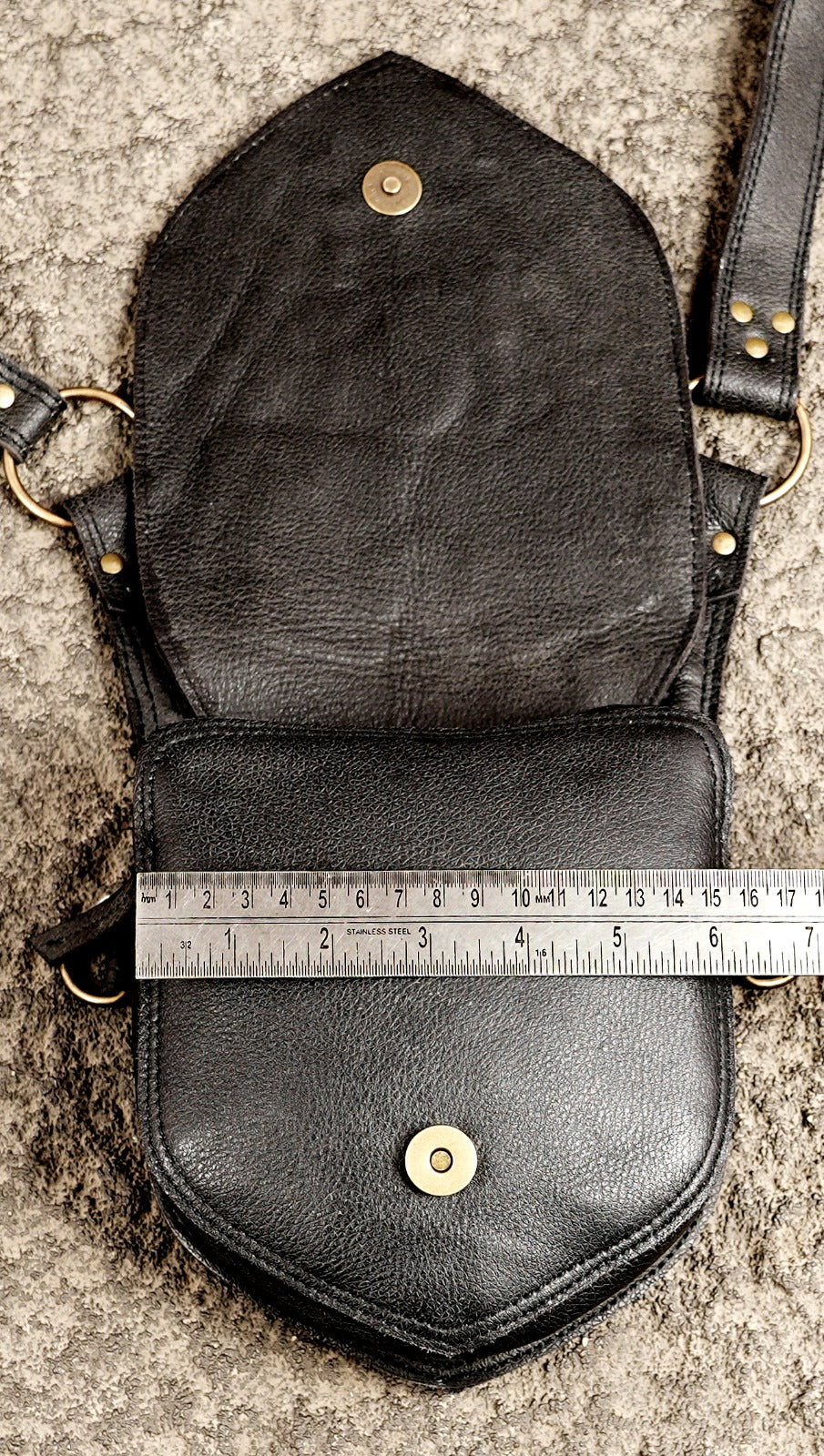 Unisex leather chest harness with two side pouches for festivals and everyday wear