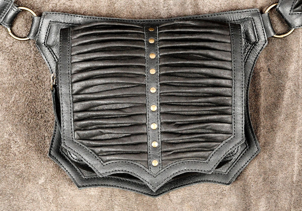 Hands-free leather waist pack for festivals, concerts, and travel