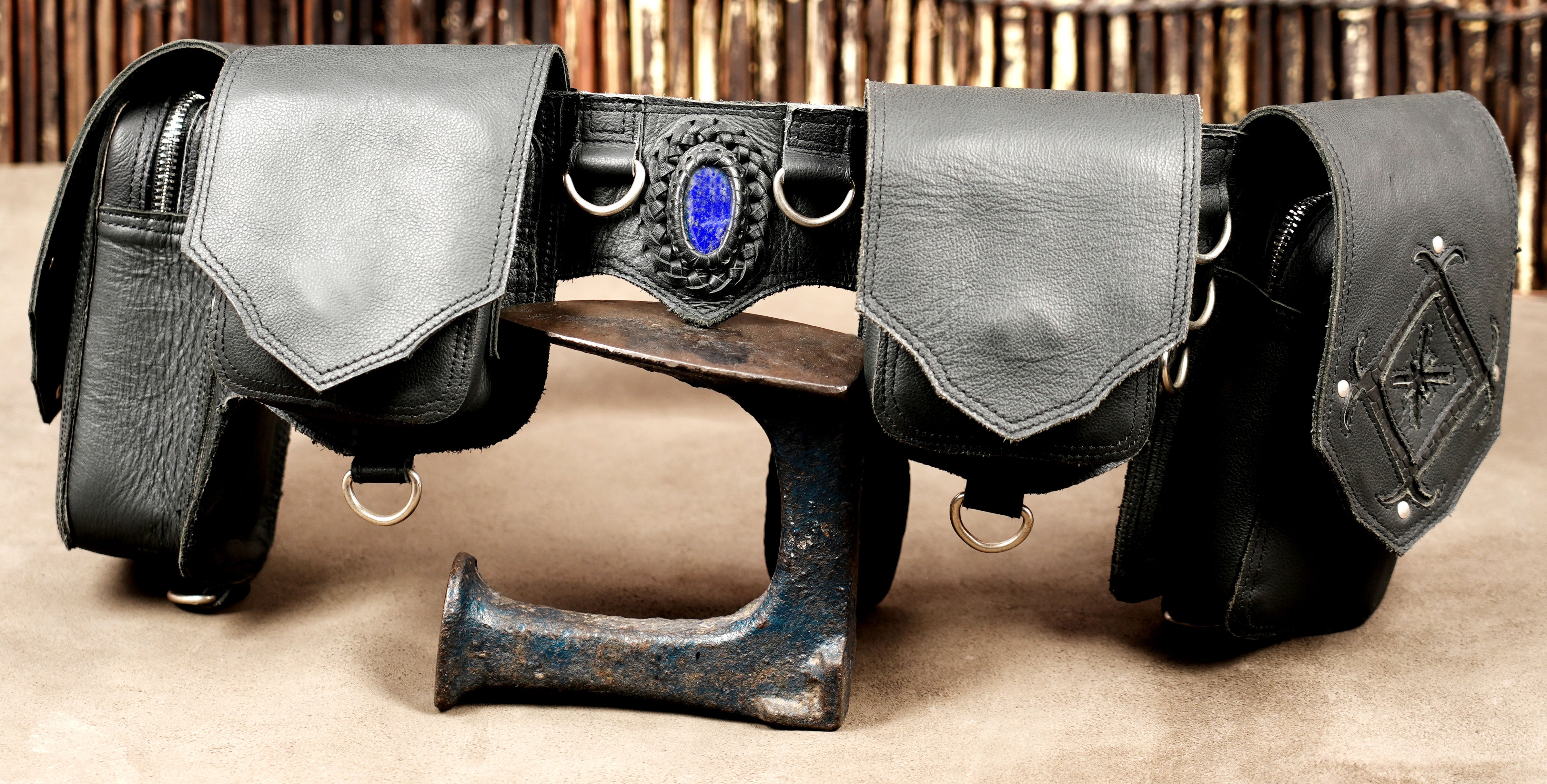 Warrior class leather accessory with stamped panels