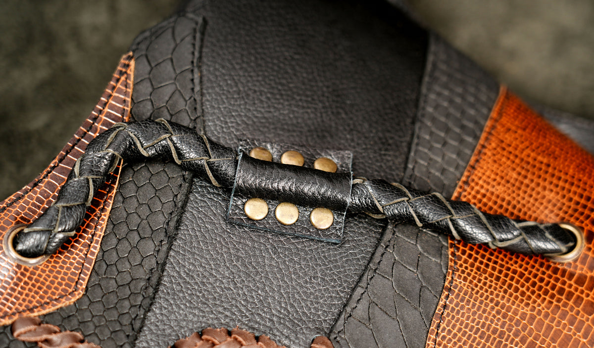 Warrior class leather harness, three piece display