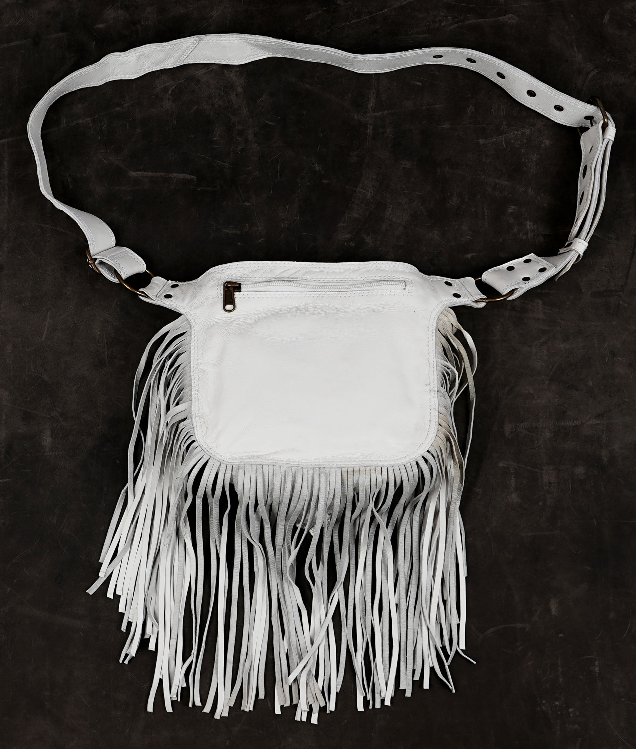 White gemstone belt bag for dancing, travel, and concerts