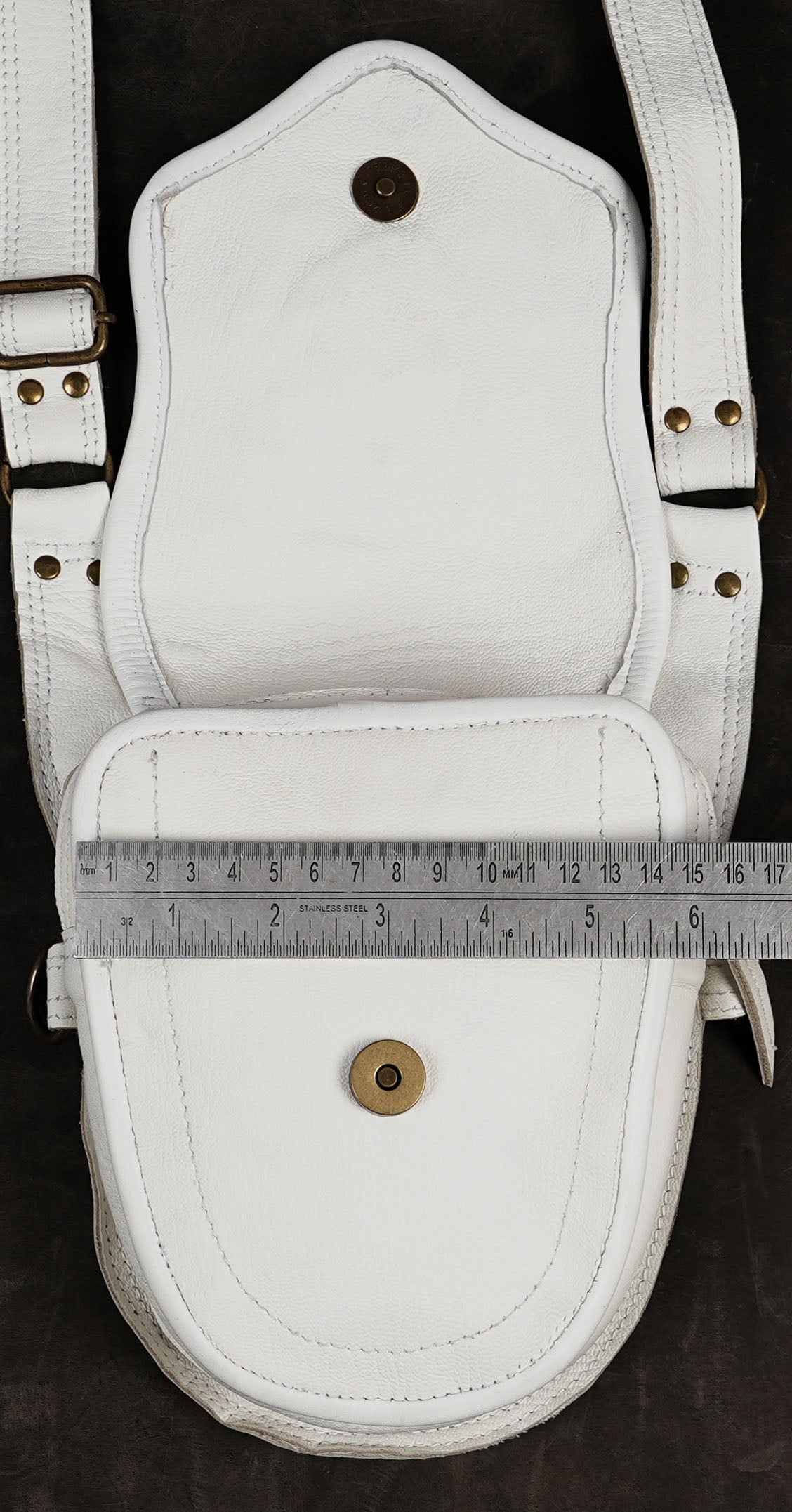 White leather body rig for cosplay and costume events