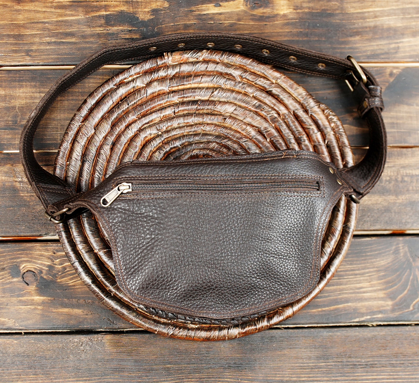 Adjustable Leather Hip Belt with Gemstone Accent