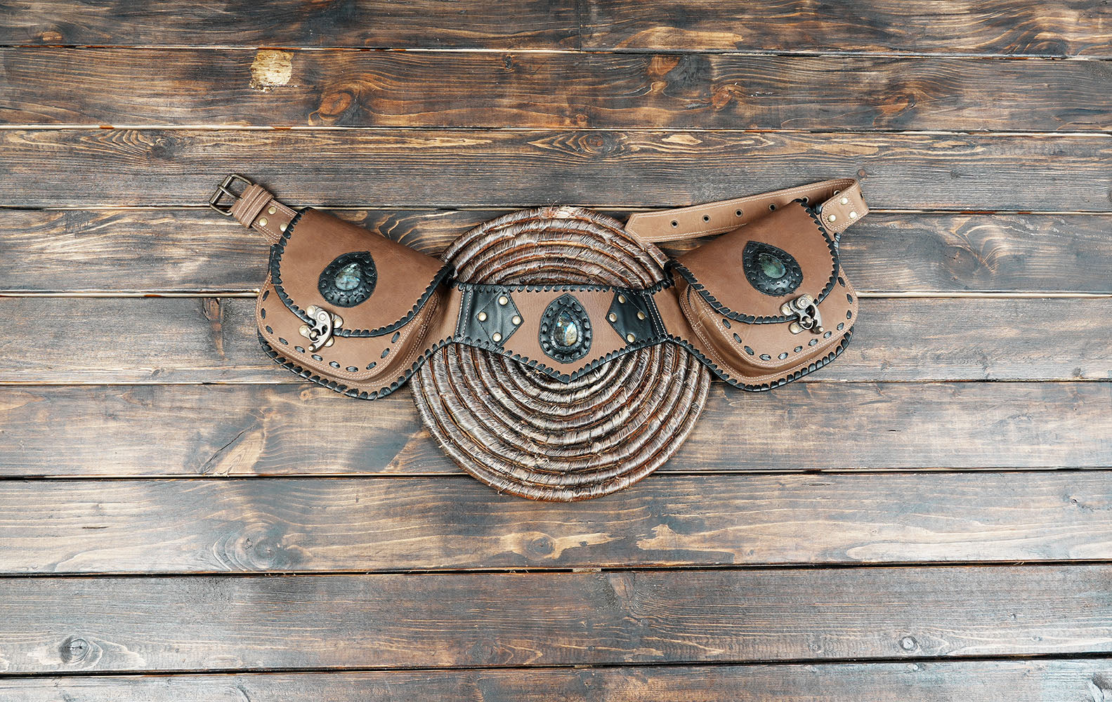 Handcrafted leather pocket belt ideal for outdoor adventures