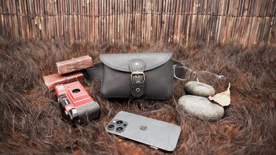 Genuine leather waist bag for travel and everyday carry