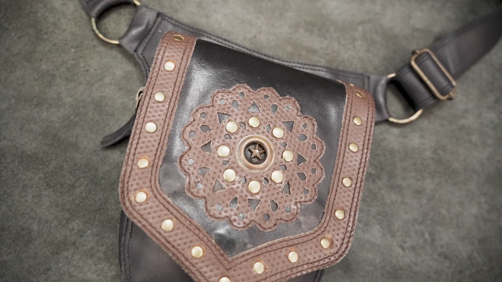 Medieval style leather waist pouch