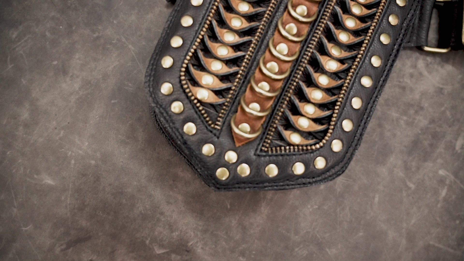 Handmade leather corset belt with adjustable straps