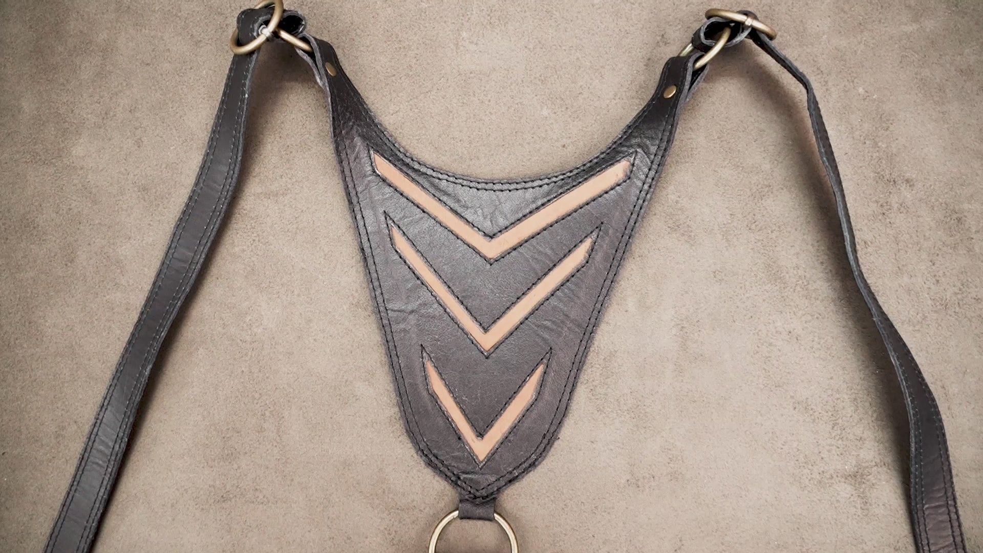 Black Leather Double Holster Bag with Adjustable Harness for Unisex Festival Wear