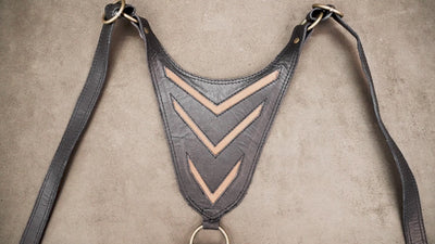 Black Leather Double Holster Bag with Adjustable Harness for Unisex Festival Wear