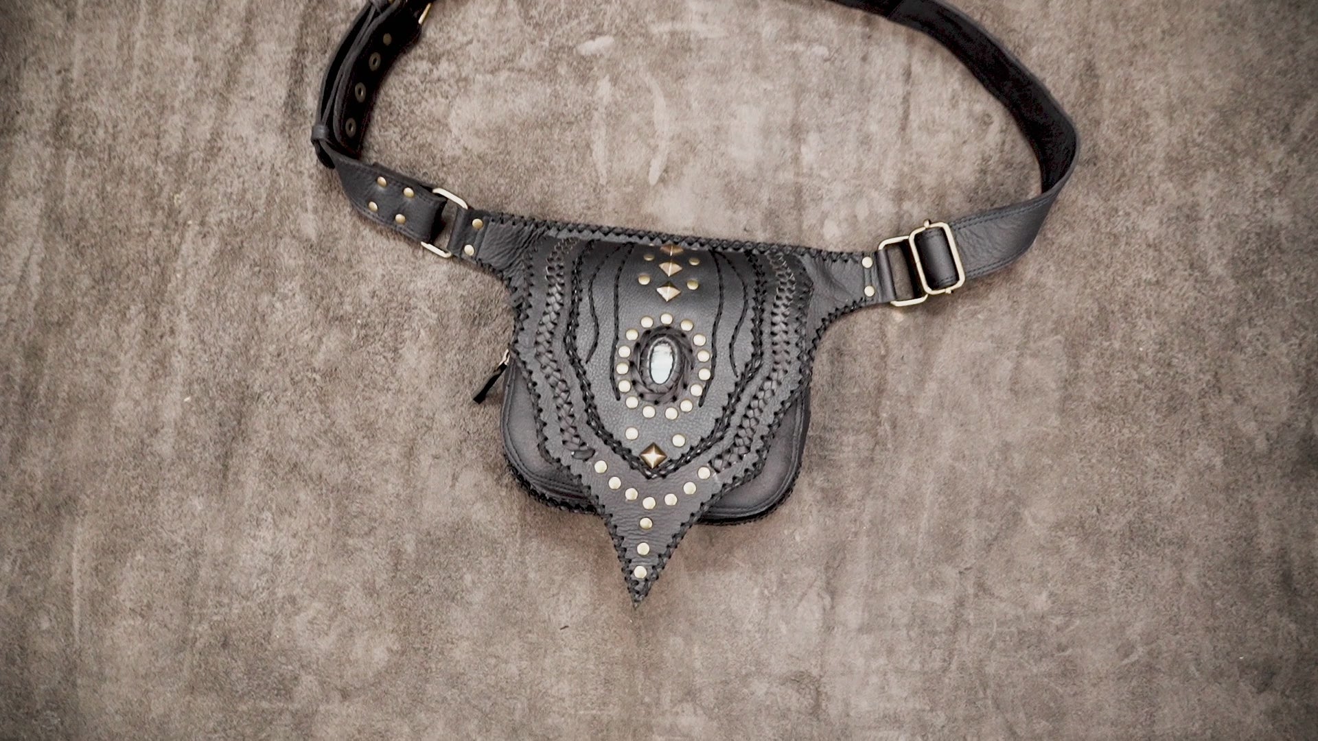 Handmade leather belt bag for festivals and travel
