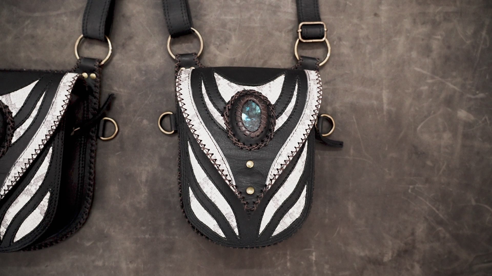 Black festival utility belt harness with matching holster bags
