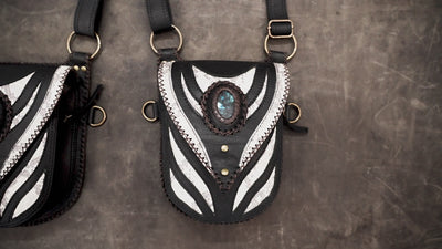 Black festival utility belt harness with matching holster bags