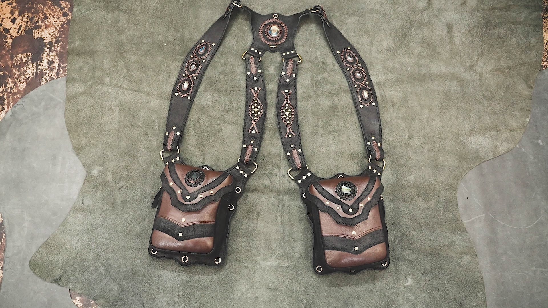 Leather Shoulder Holster with Studded Detailing