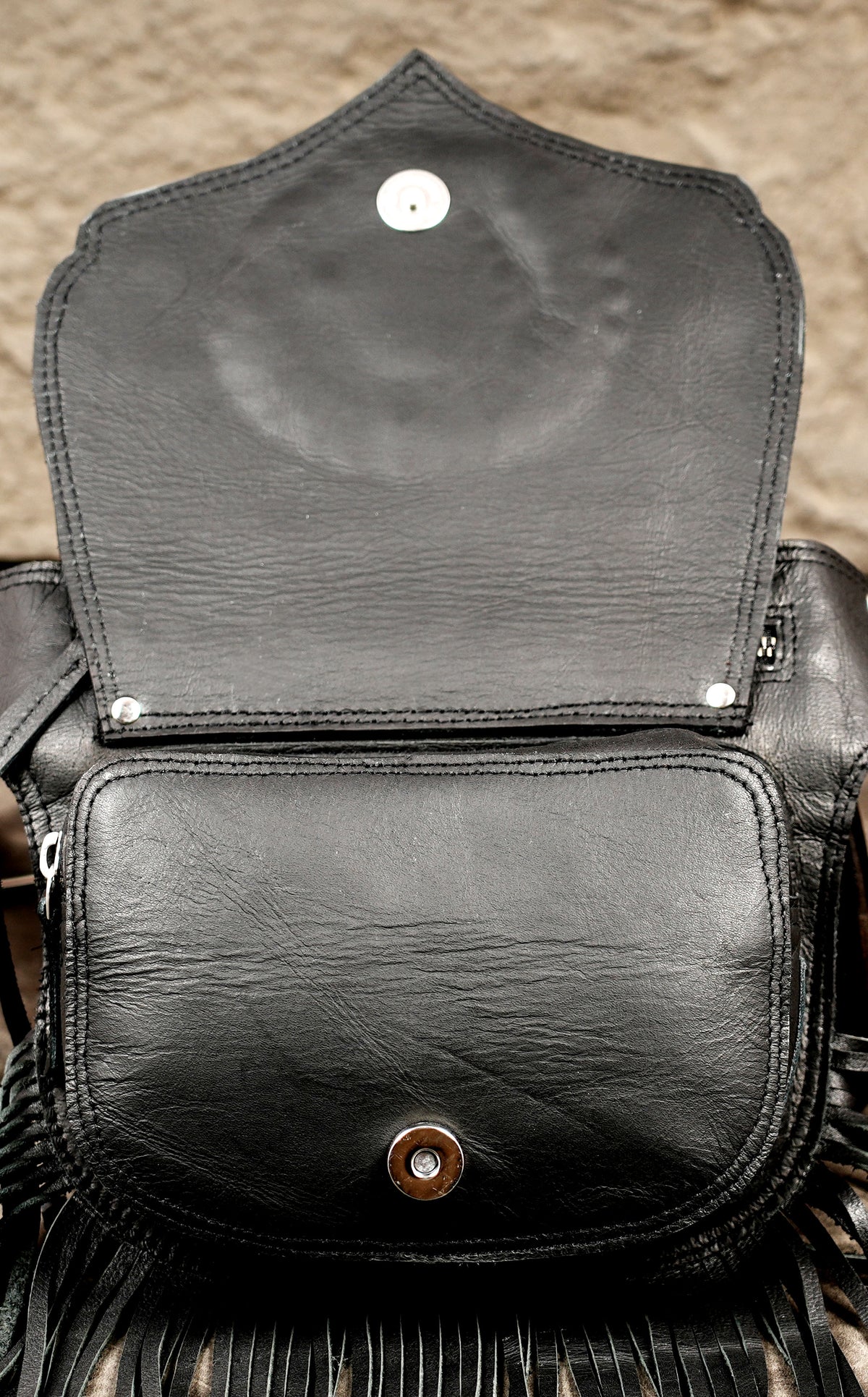 Boho western leather hip bag with natural crystal centerpiece